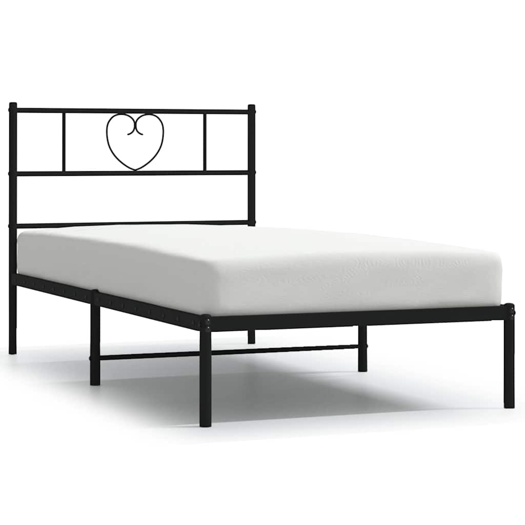 sengeramme med sengegavl 100x190 cm metal sort