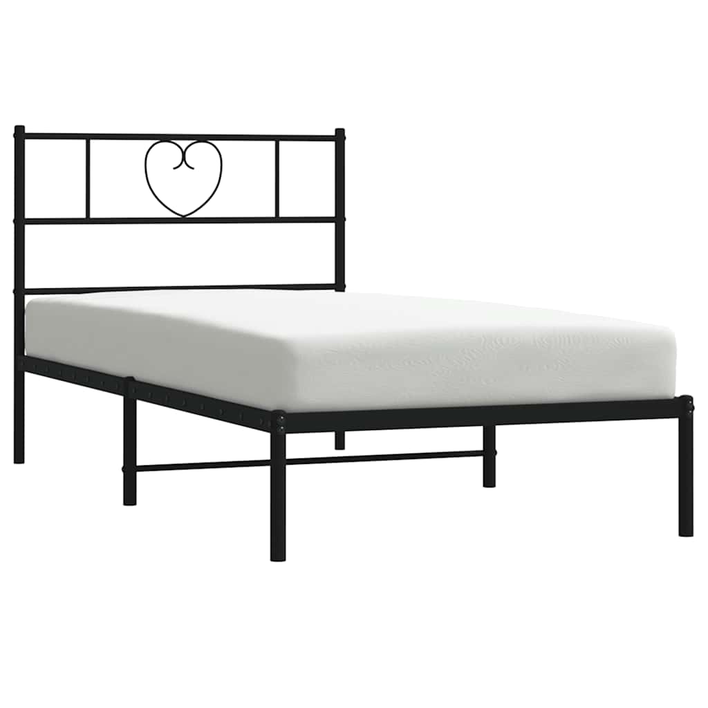 sengeramme med sengegavl 100x190 cm metal sort