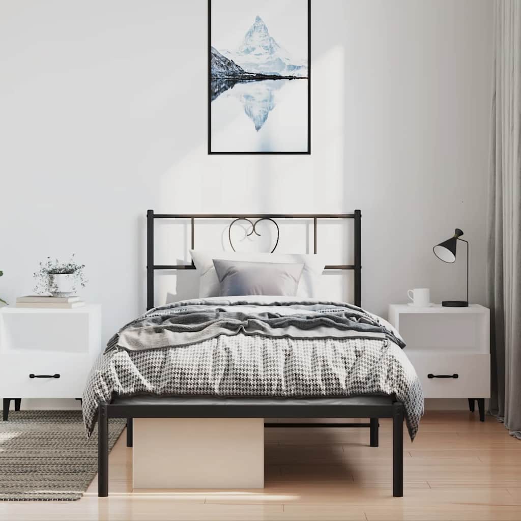 sengeramme med sengegavl 100x190 cm metal sort