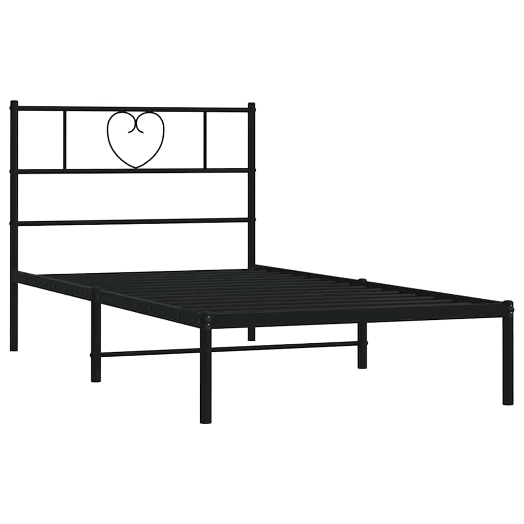 sengeramme med sengegavl 100x190 cm metal sort