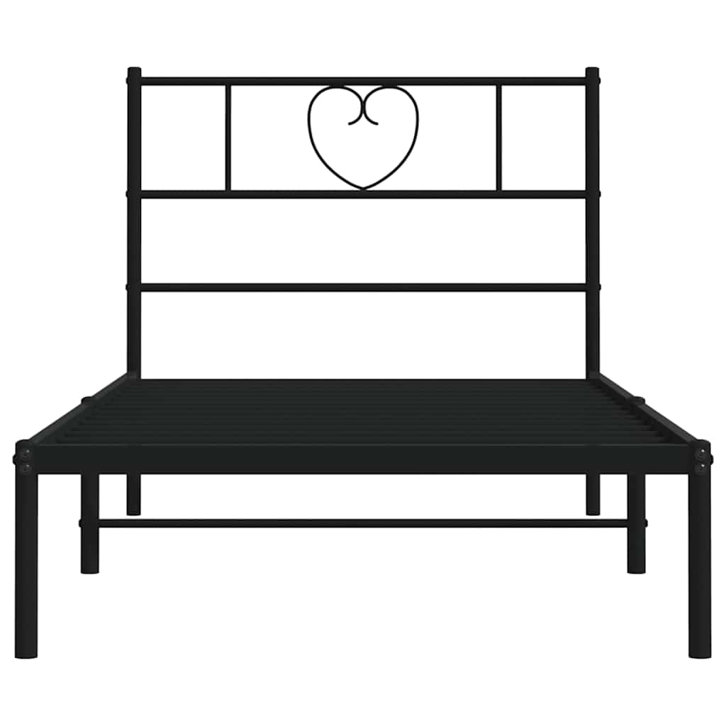 sengeramme med sengegavl 100x190 cm metal sort