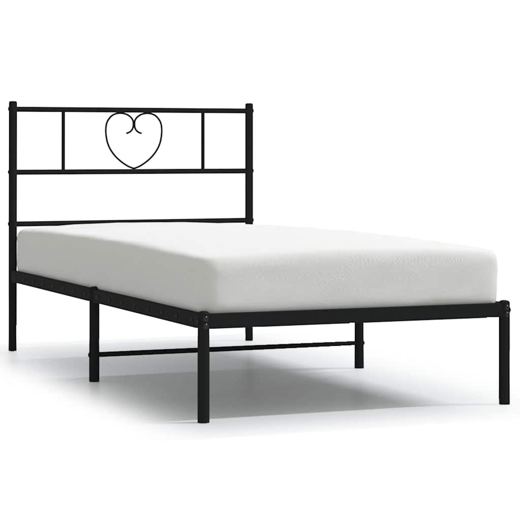 sengeramme med sengegavl 100x200 cm metal sort
