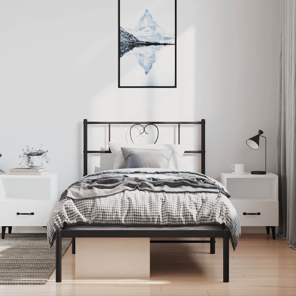 sengeramme med sengegavl 100x200 cm metal sort