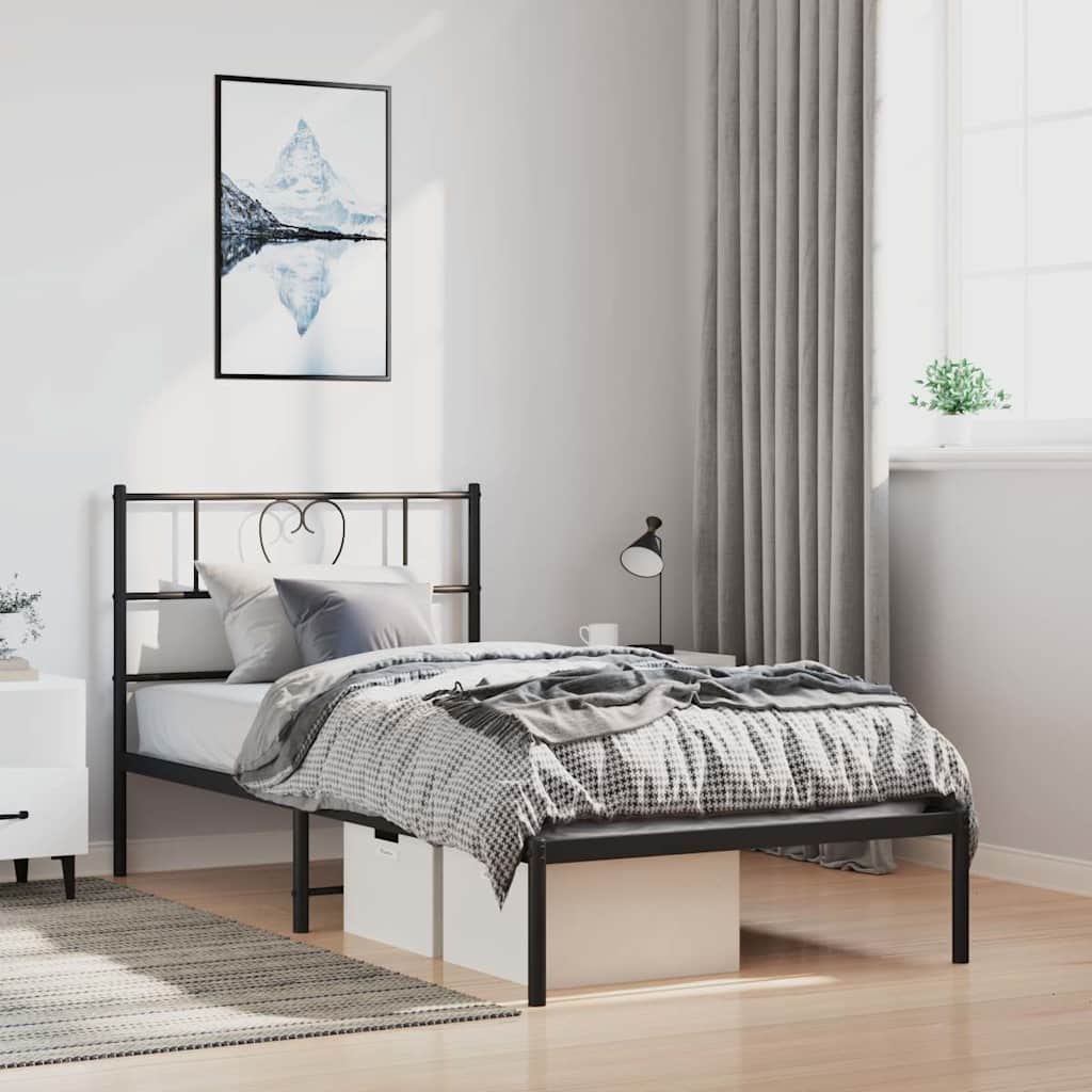 sengeramme med sengegavl 100x200 cm metal sort