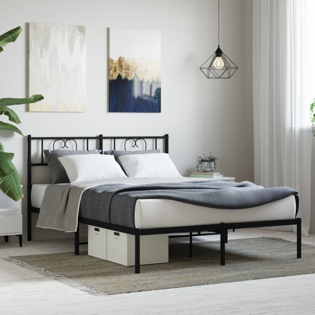 sengeramme med sengegavl 120x200 cm metal sort