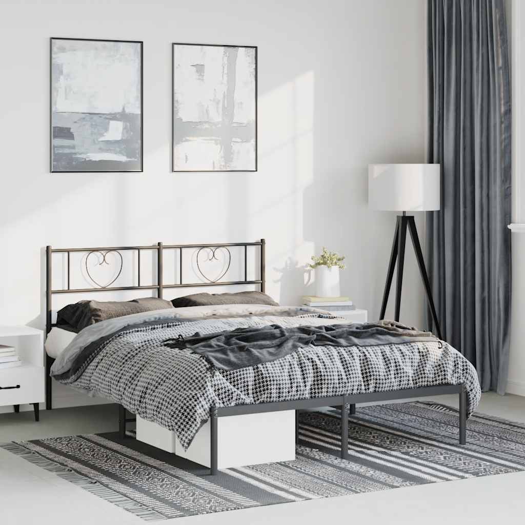 sengeramme med sengegavl 135x190 cm metal sort