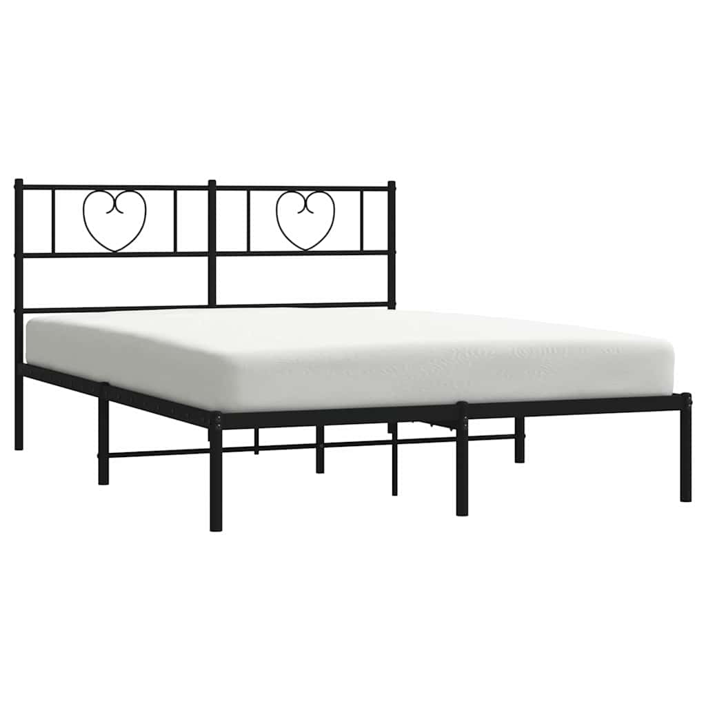 sengeramme med sengegavl 150x200 cm metal sort