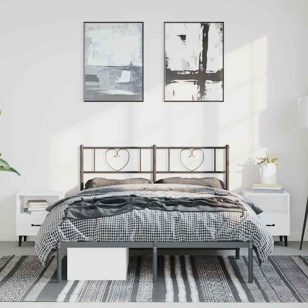 sengeramme med sengegavl 150x200 cm metal sort