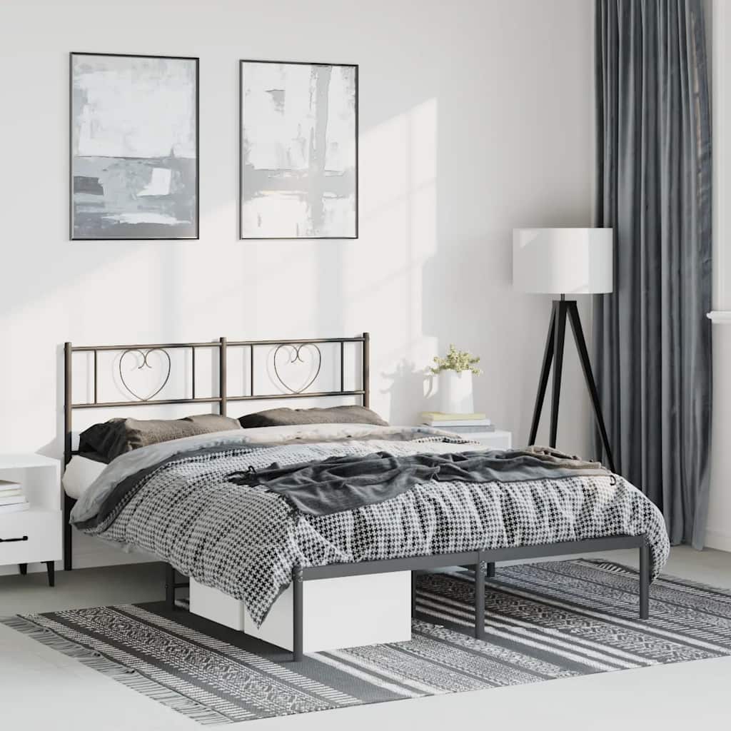 sengeramme med sengegavl 150x200 cm metal sort