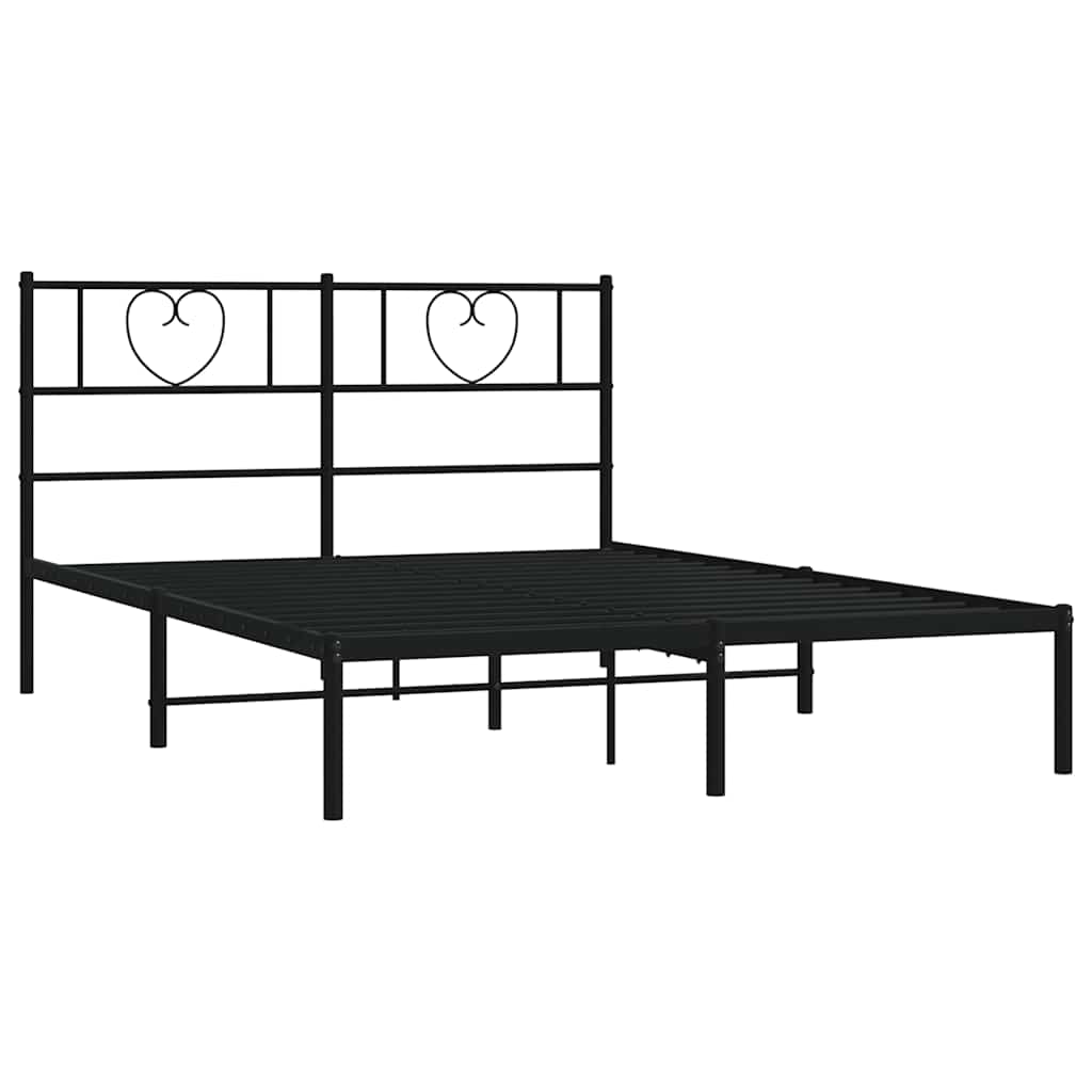 sengeramme med sengegavl 160x200 cm metal sort