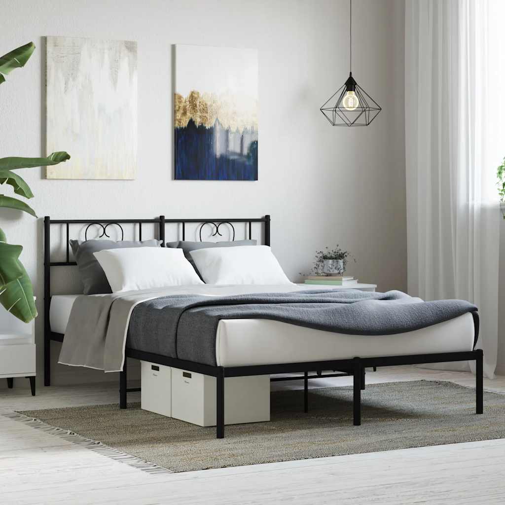 sengeramme med sengegavl 160x200 cm metal sort
