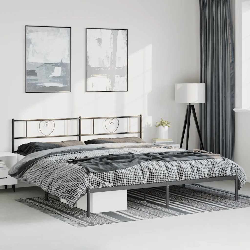 sengeramme med sengegavl 183x213 cm metal sort