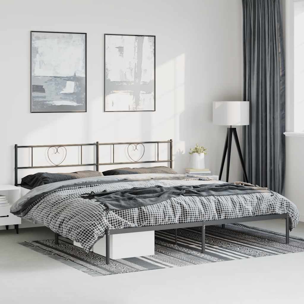 sengeramme med sengegavl 193x203 cm metal sort
