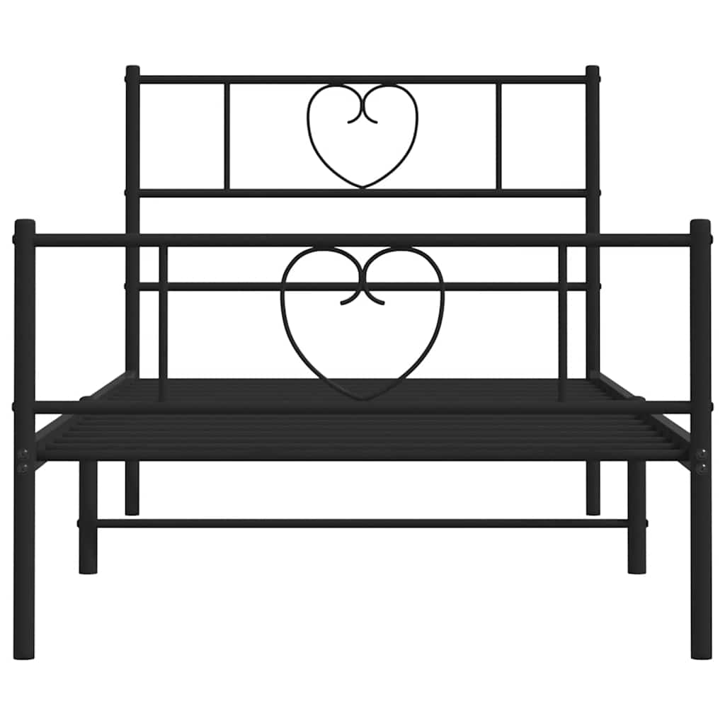sengeramme med sengegavl og fodgærde 100x190 cm metal sort