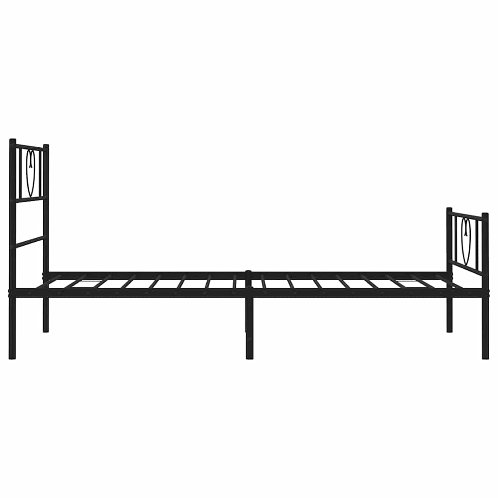 sengeramme med sengegavl og fodgærde 100x200 cm metal sort