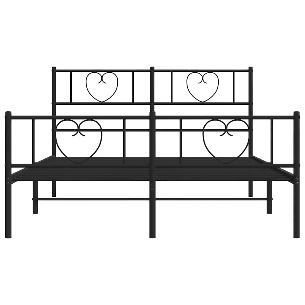 sengeramme med sengegavl og fodgærde 150x200 cm metal sort