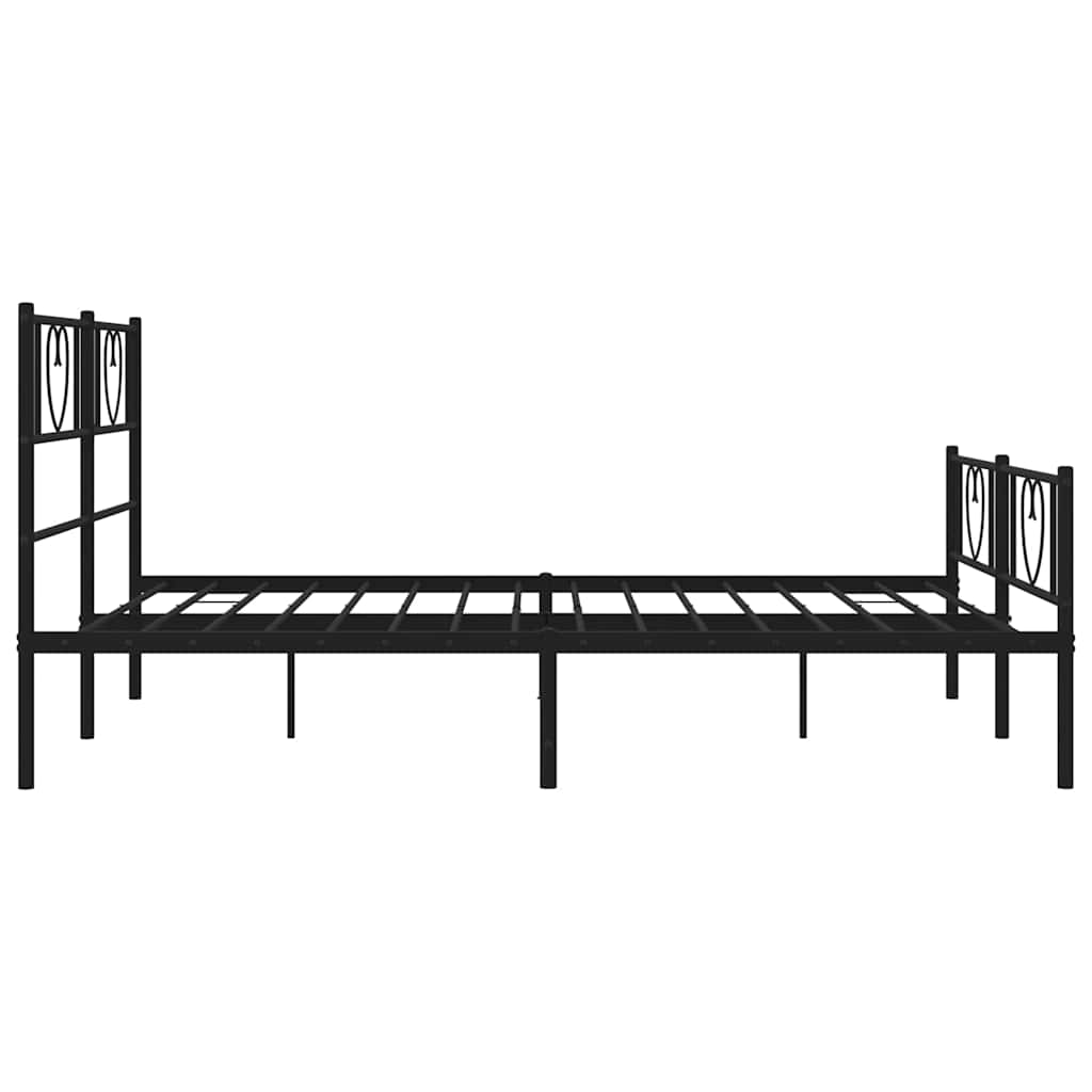 sengeramme med sengegavl og fodgærde 150x200 cm metal sort