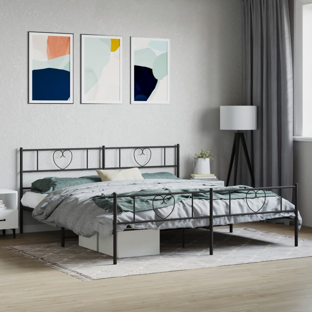 sengeramme uden madras med fodgærde 180x200 cm sort