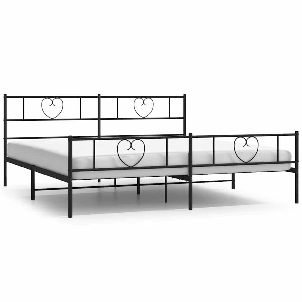 sengeramme med sengegavl og fodgærde 193x203 cm metal sort