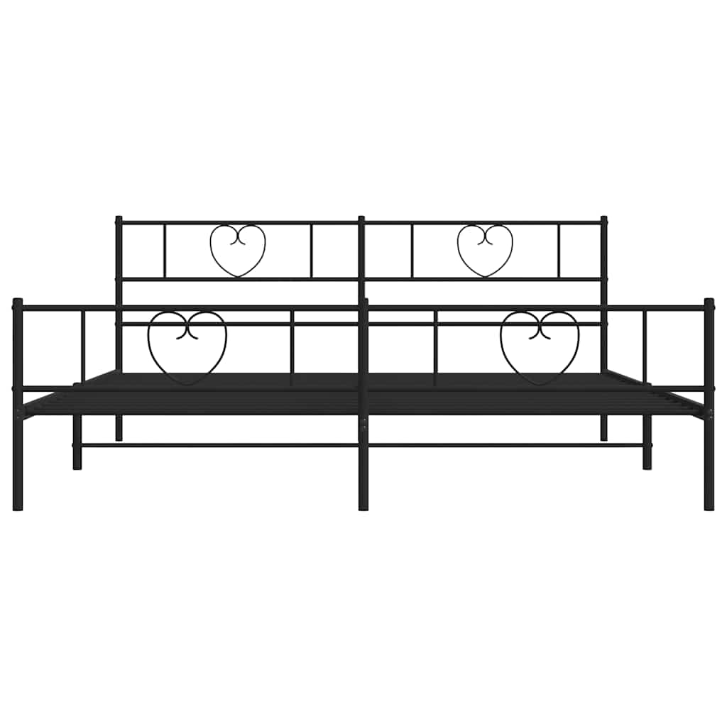 sengeramme med sengegavl og fodgærde 193x203 cm metal sort