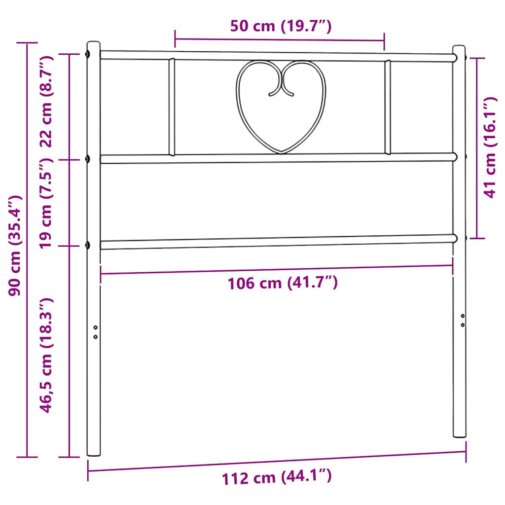 udskiftningsgavl 107 cm metal sort