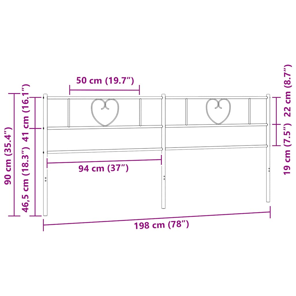udskiftningsgavl 193 cm metal sort