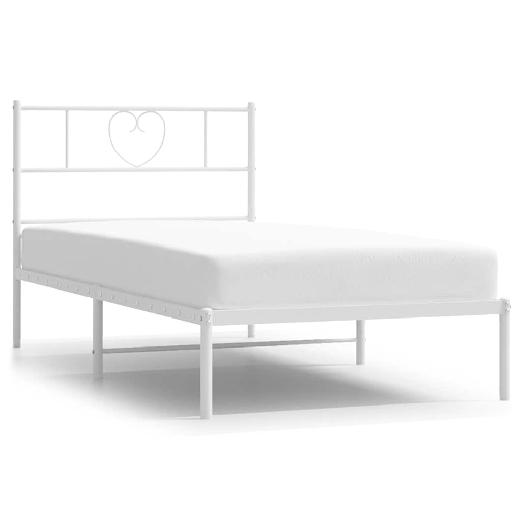 sengeramme med sengegavl 100x190 cm metal hvid