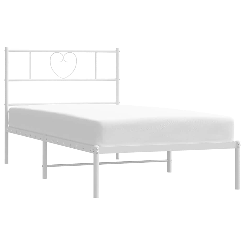 sengeramme med sengegavl 100x190 cm metal hvid