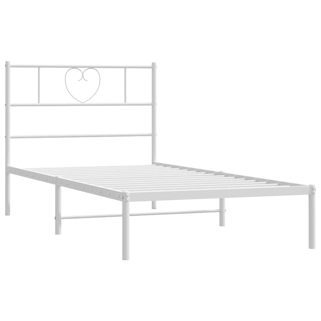 sengeramme med sengegavl 100x190 cm metal hvid