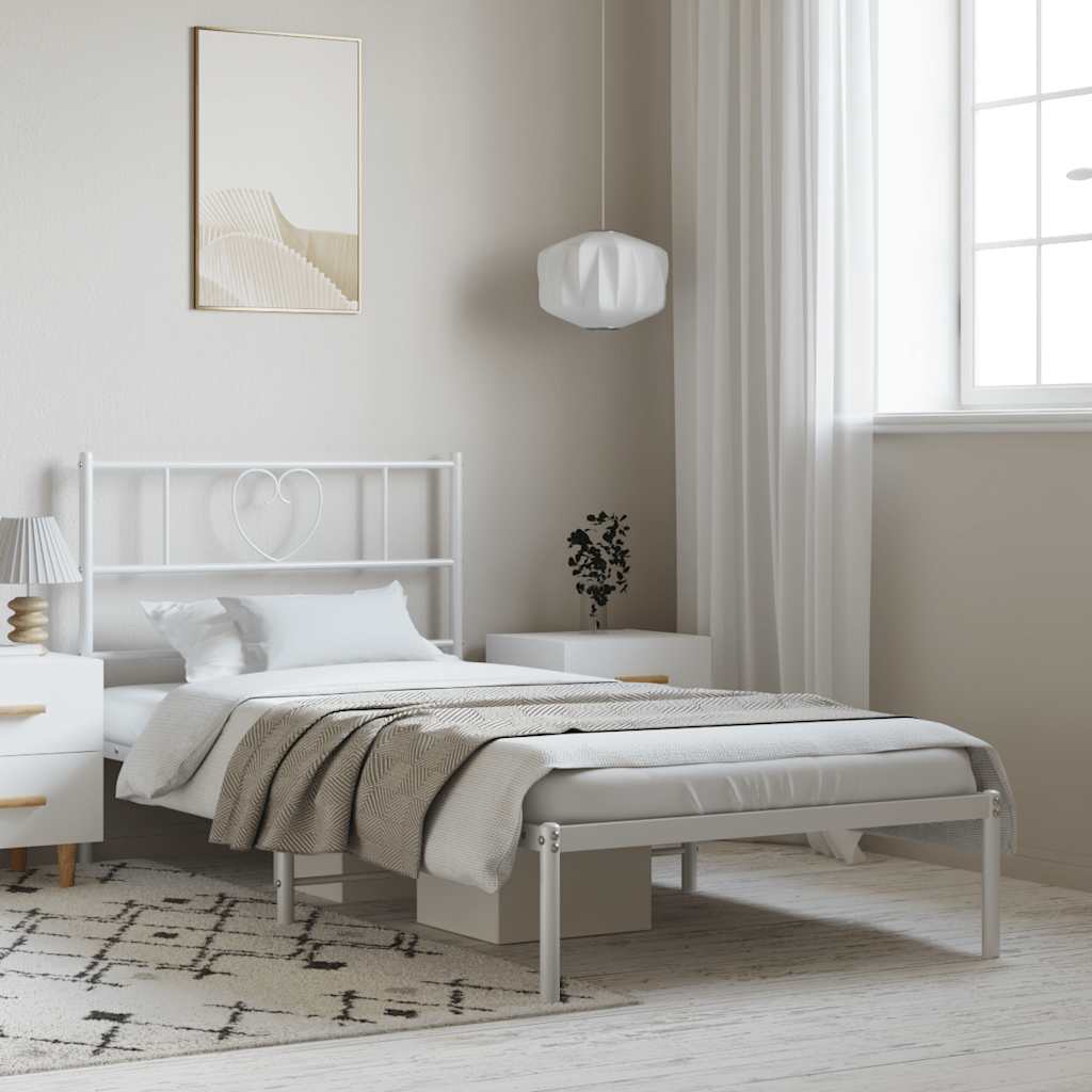 sengeramme med sengegavl 100x190 cm metal hvid