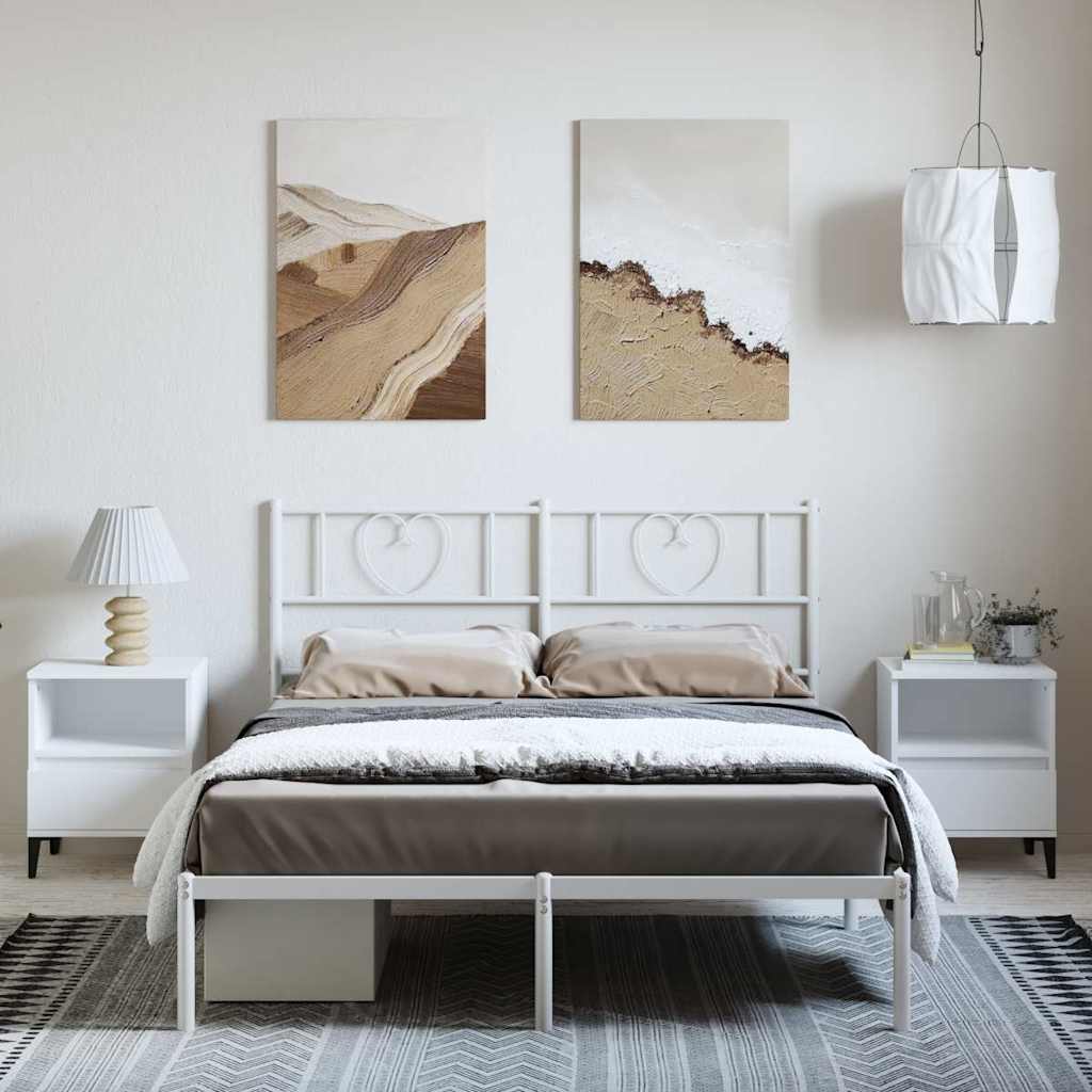 sengeramme med sengegavl 135x190 cm metal hvid
