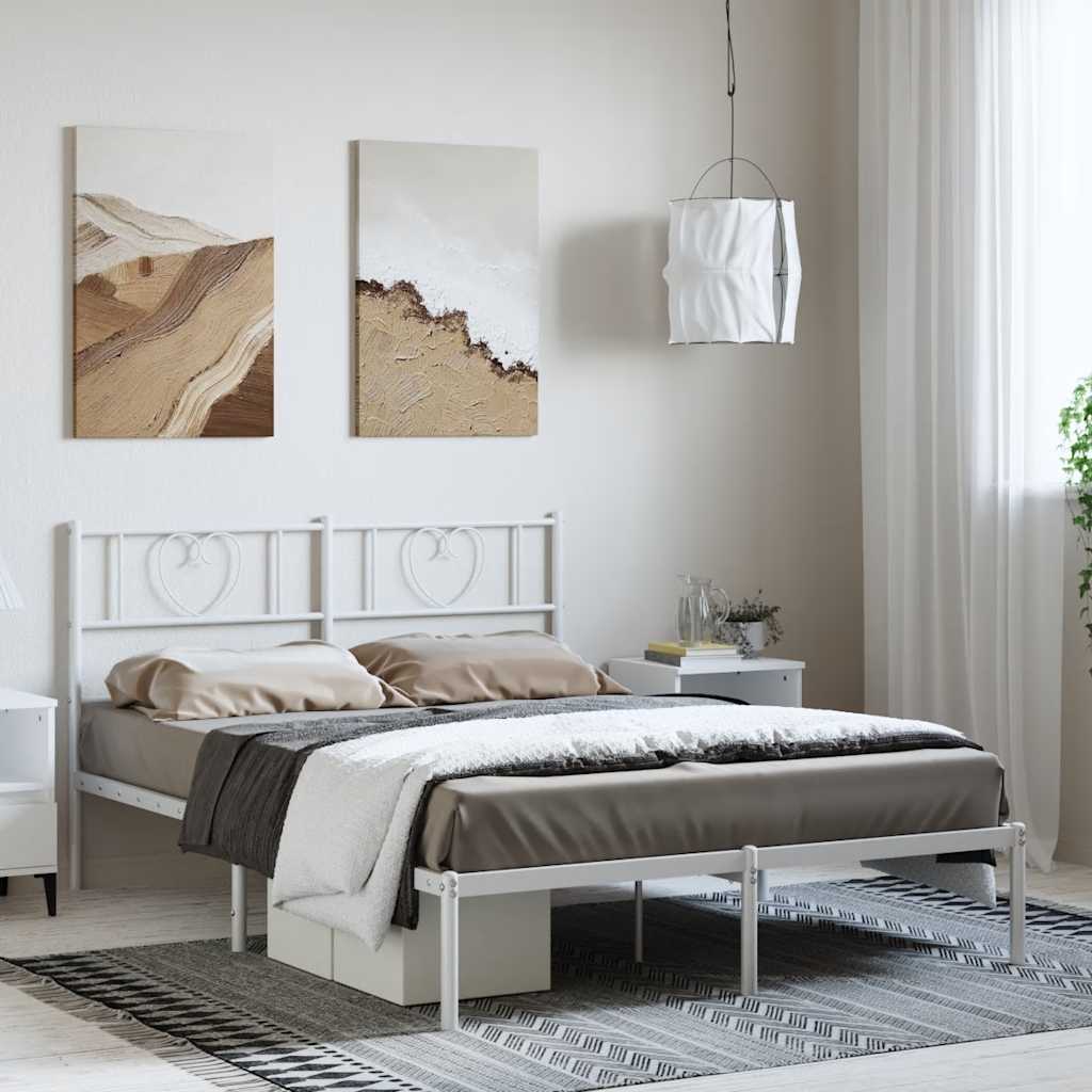 sengeramme med sengegavl 150x200 cm metal hvid
