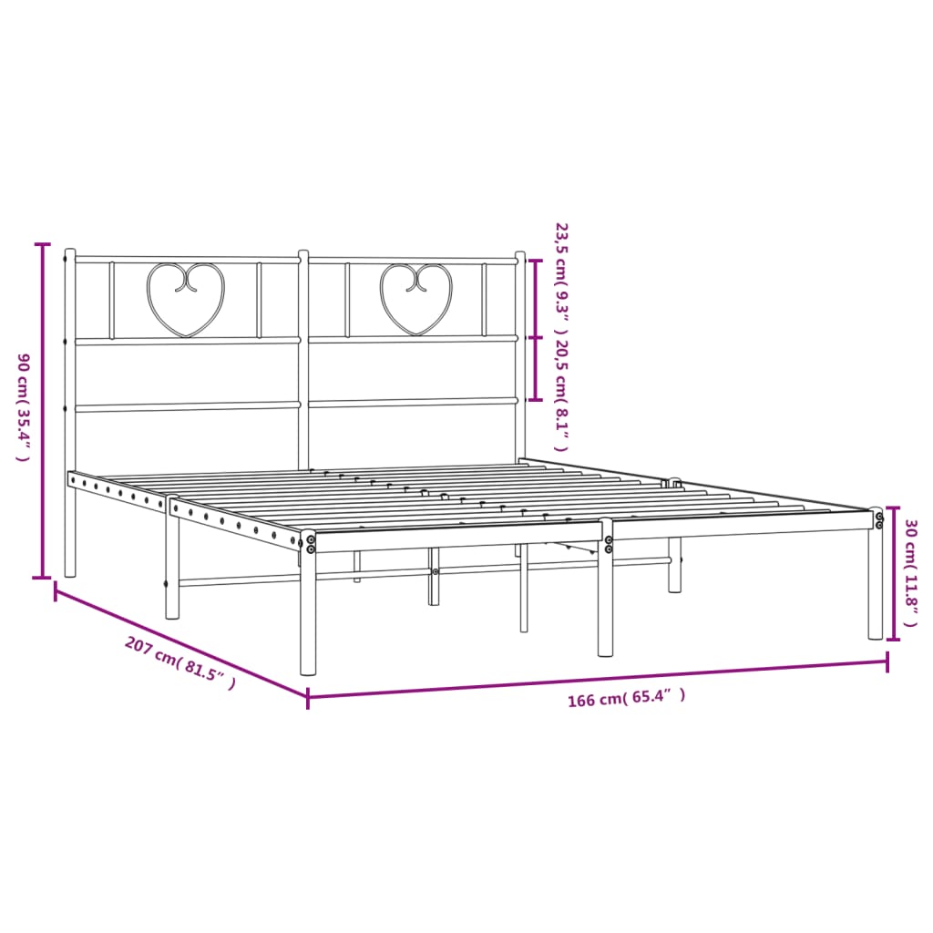 sengeramme med sengegavl 160x200 cm metal hvid