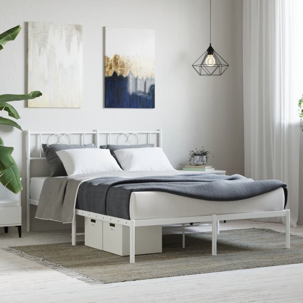 sengeramme med sengegavl 160x200 cm metal hvid