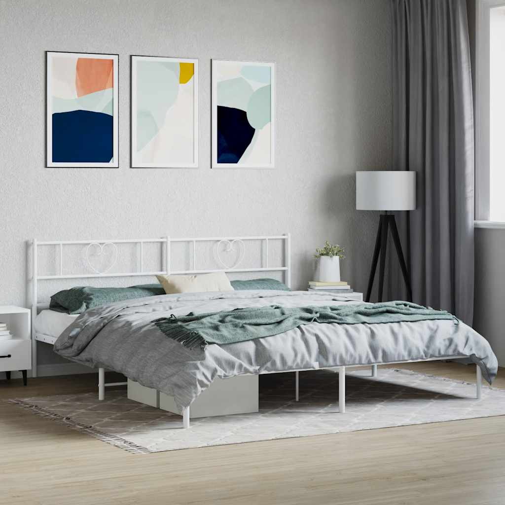 sengeramme med sengegavl 180x200 cm metal hvid
