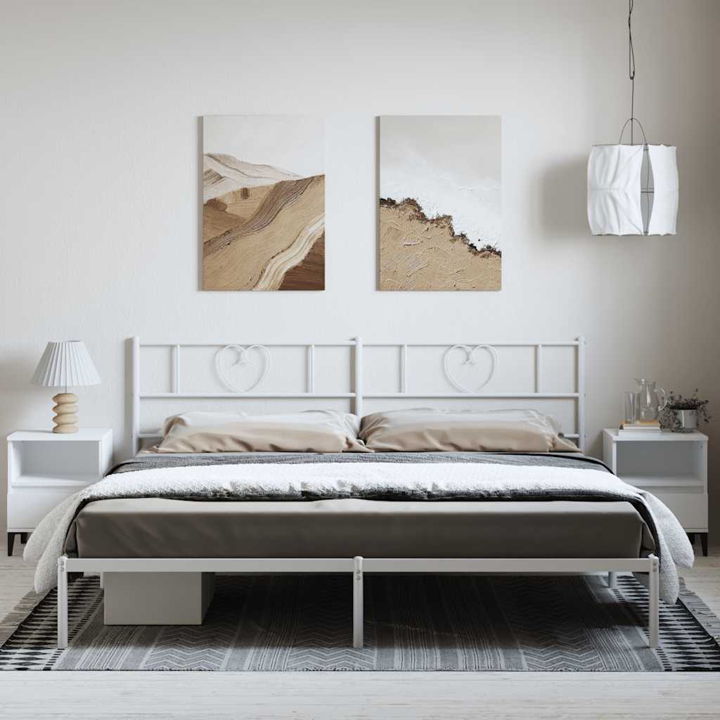 sengeramme med sengegavl 183x213 cm metal hvid