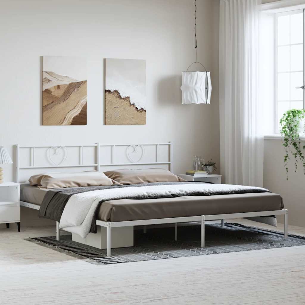 sengeramme med sengegavl 183x213 cm metal hvid