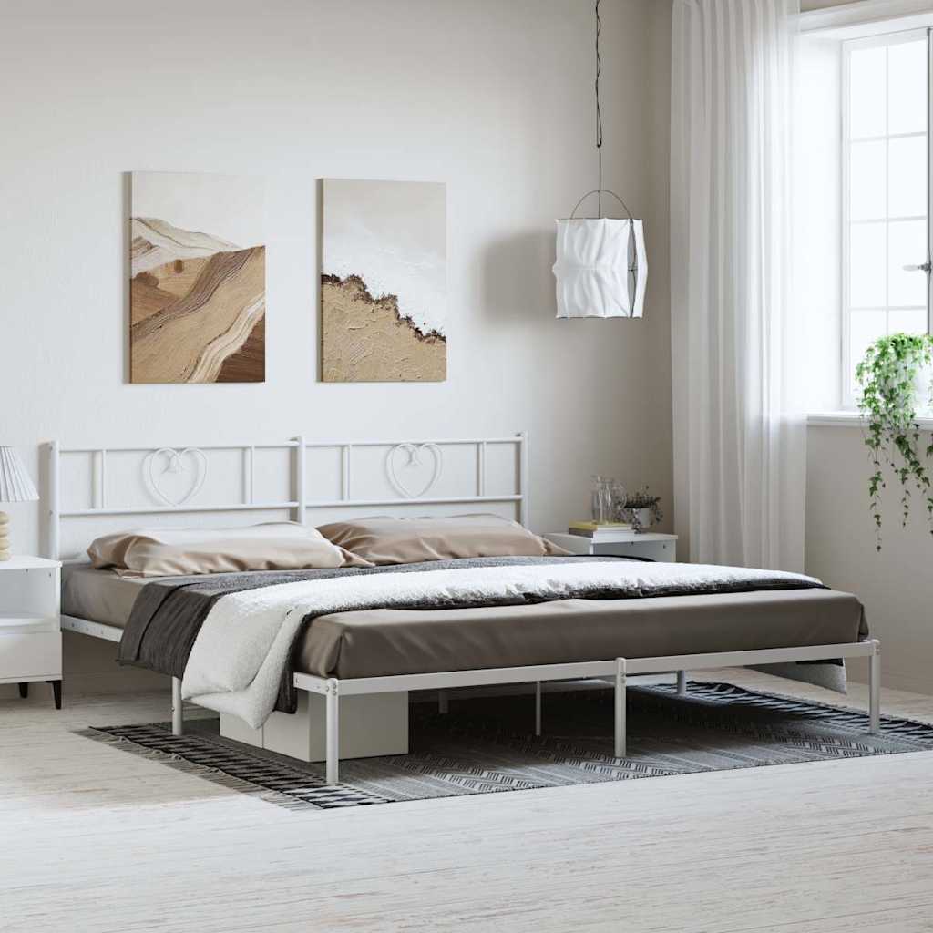 sengeramme med sengegavl 193x203 cm metal hvid