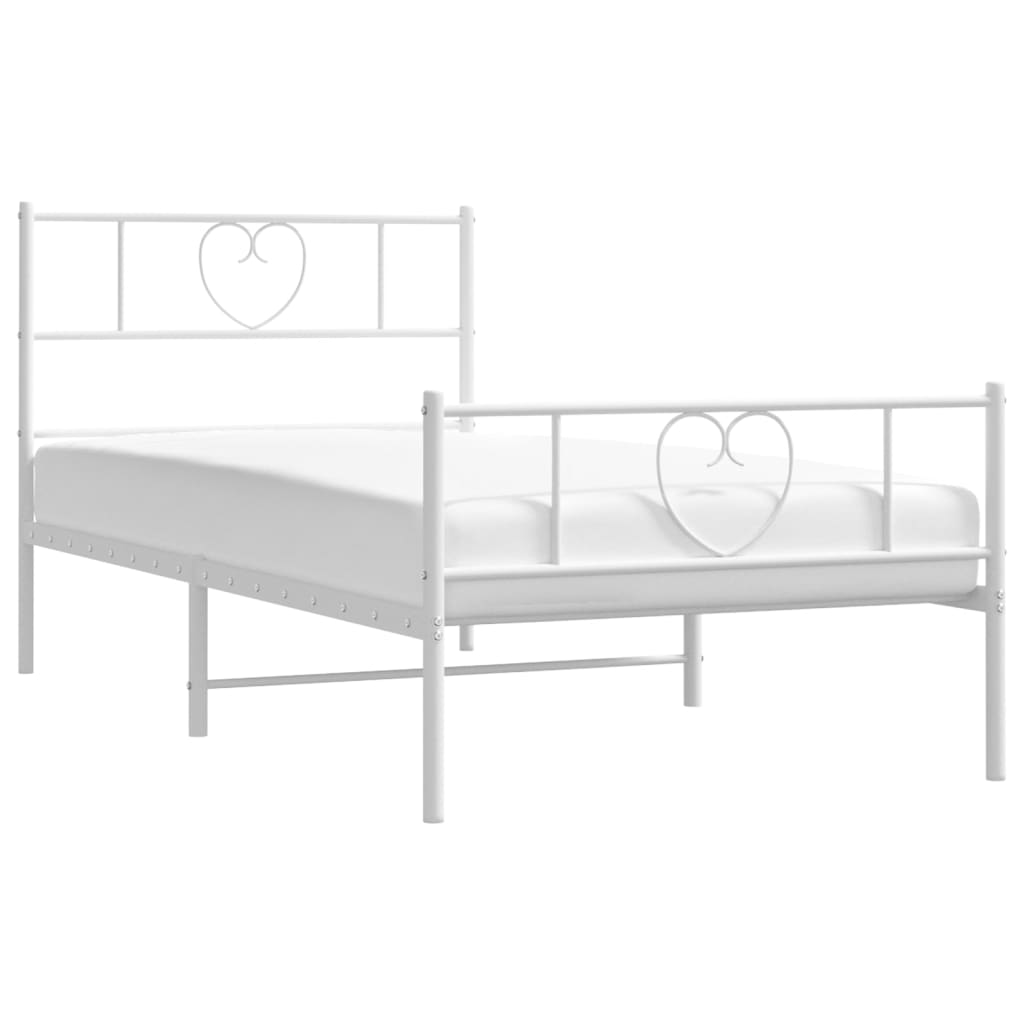 sengeramme med sengegavl og fodgærde 80x200 cm metal hvid