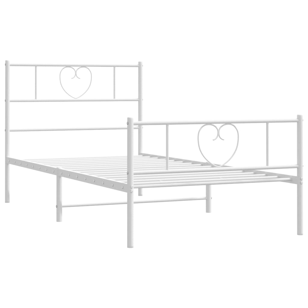 sengeramme med sengegavl og fodgærde 80x200 cm metal hvid