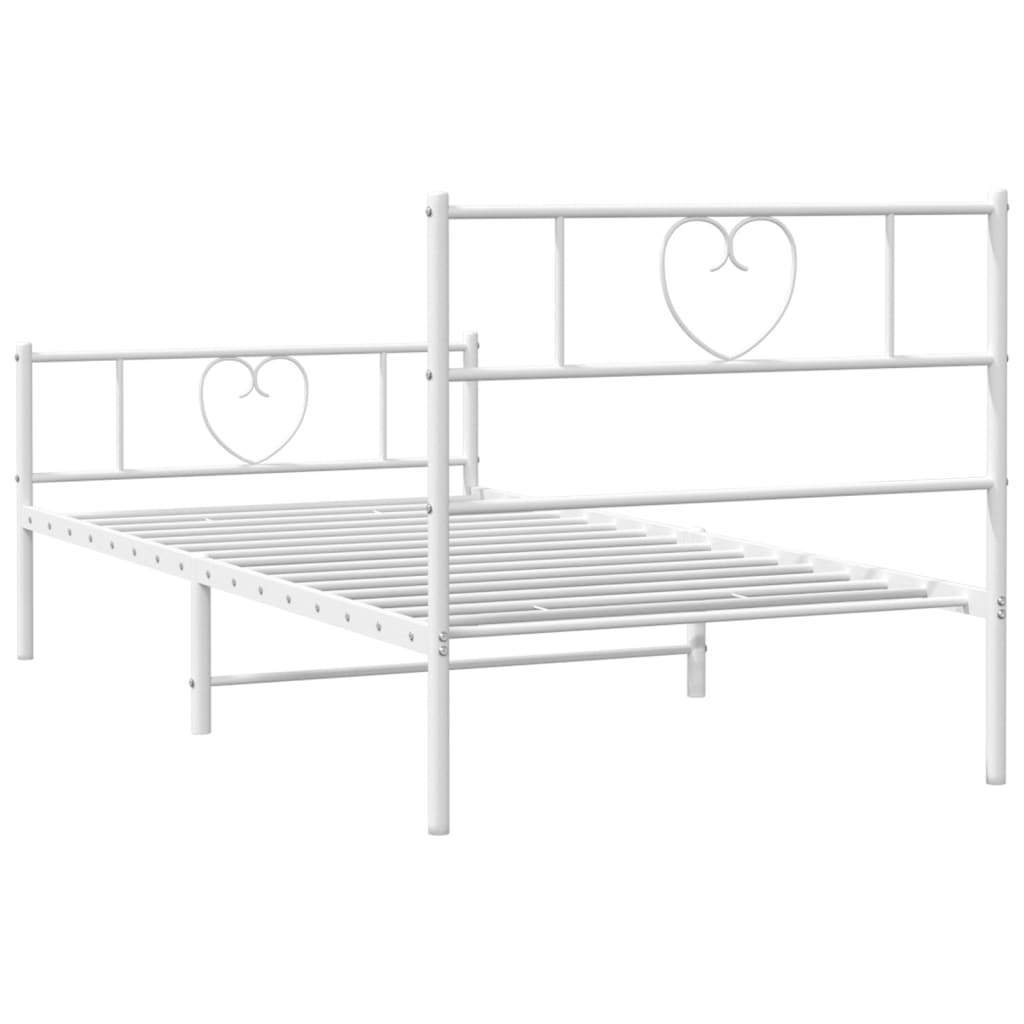 sengeramme med sengegavl og fodgærde 80x200 cm metal hvid