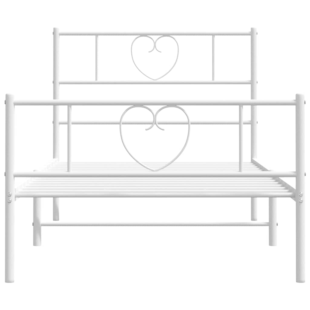 sengeramme med sengegavl og fodgærde 100x190 cm metal hvid