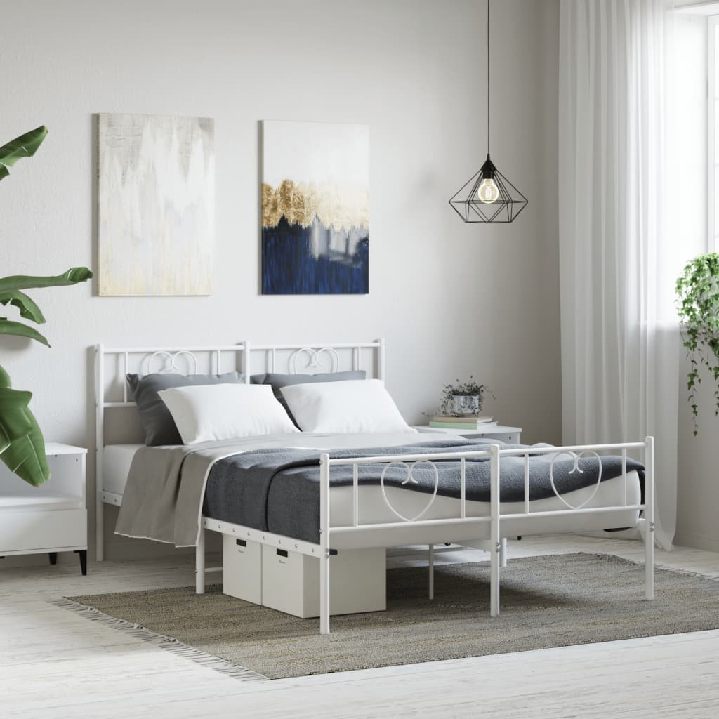 sengeramme med sengegavl og fodgærde 120x190 cm metal hvid
