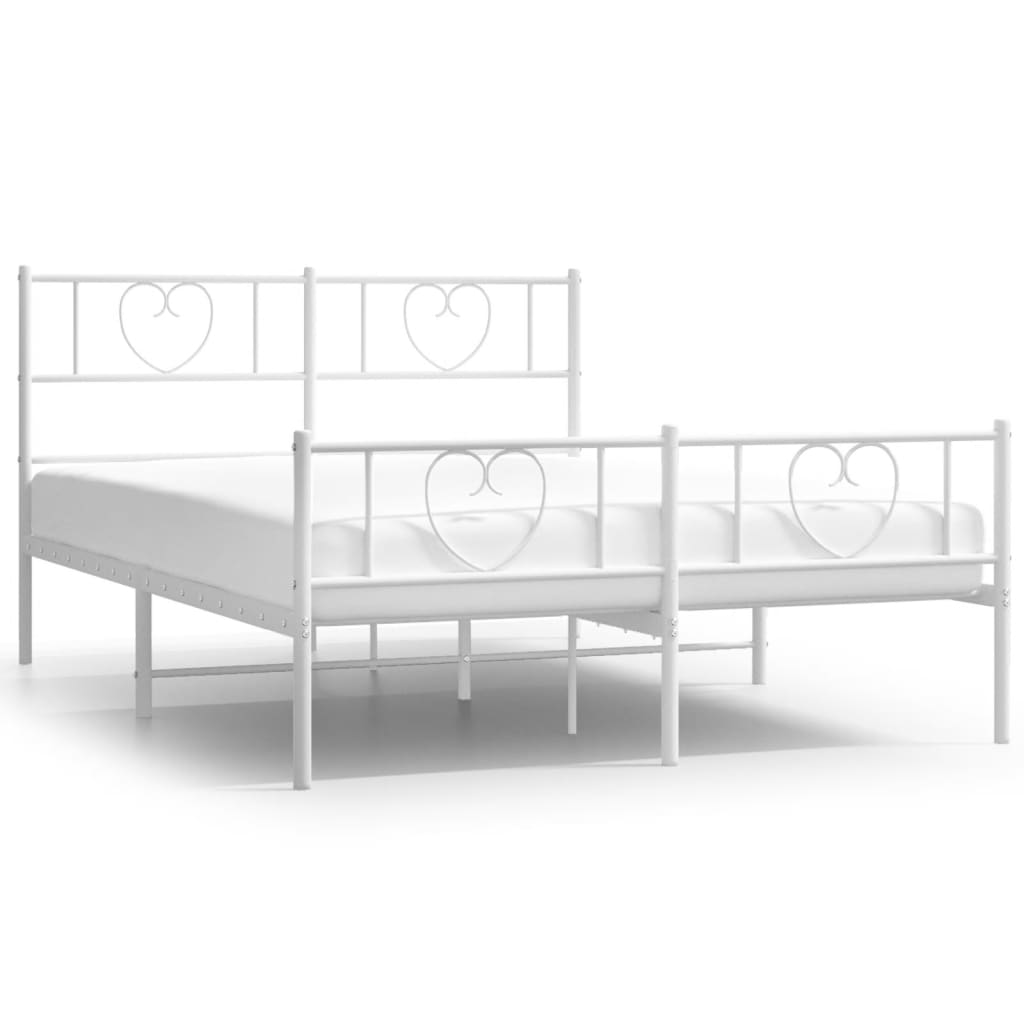 sengeramme med sengegavl og fodgærde 160x200 cm metal hvid