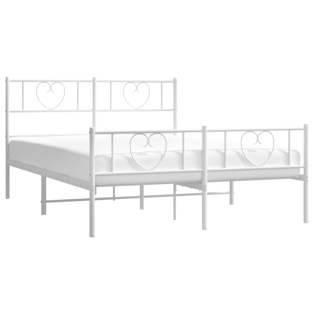 sengeramme med sengegavl og fodgærde 160x200 cm metal hvid