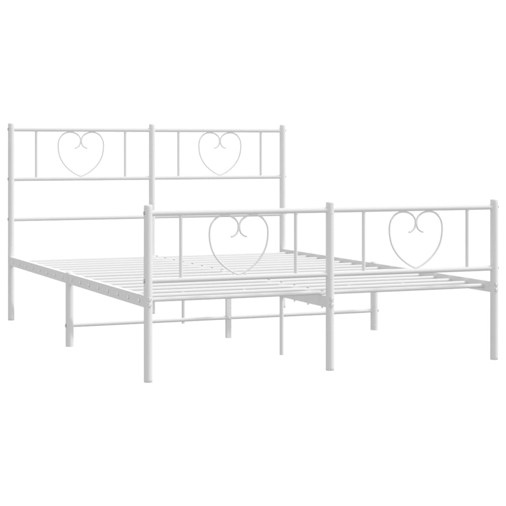 sengeramme med sengegavl og fodgærde 160x200 cm metal hvid