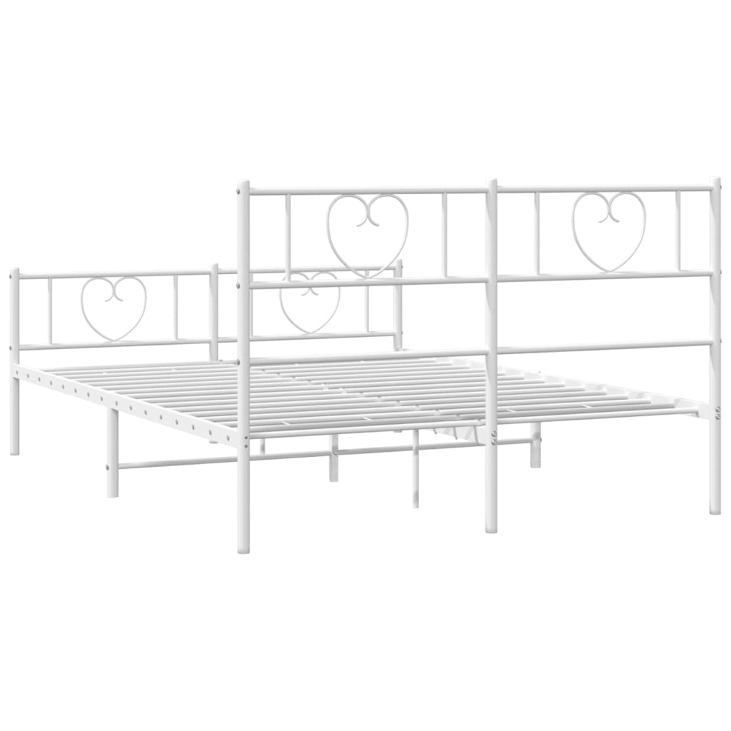 sengeramme med sengegavl og fodgærde 160x200 cm metal hvid
