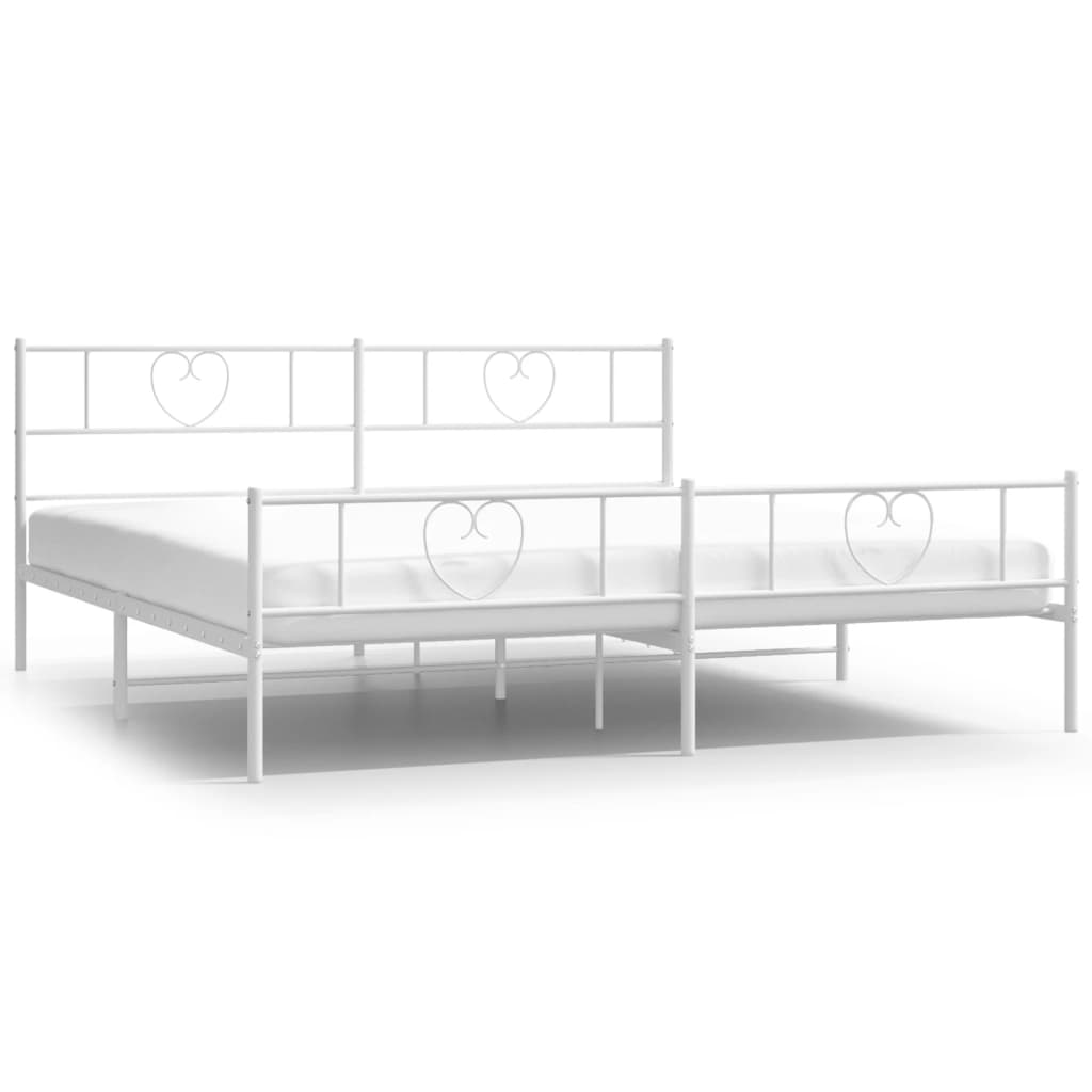 sengeramme med sengegavl og fodgærde 180x200 cm metal hvid