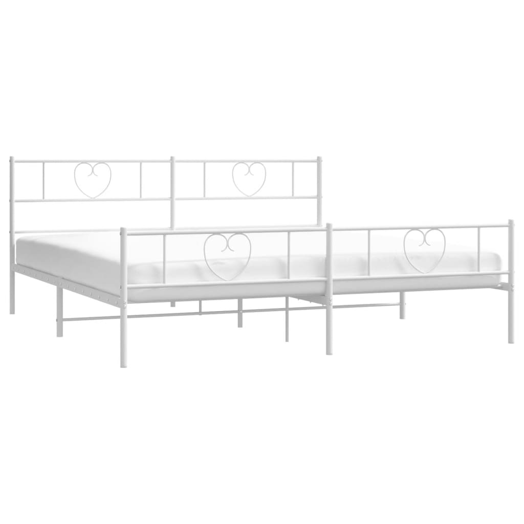 sengeramme med sengegavl og fodgærde 180x200 cm metal hvid