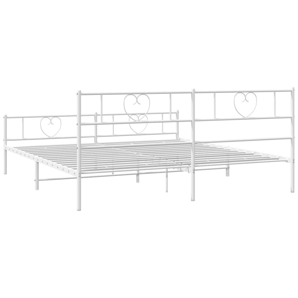 sengeramme med sengegavl og fodgærde 180x200 cm metal hvid